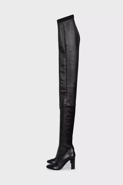High-waisted leather over-the-knee boots