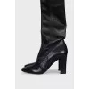 High-waisted leather over-the-knee boots