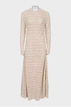 Knitted maxi dress with button