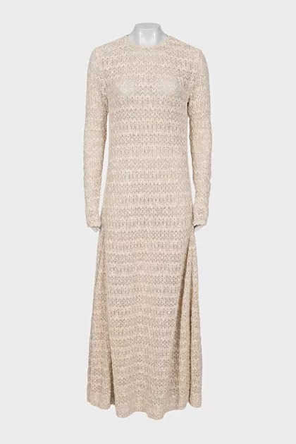 Knitted maxi dress with button