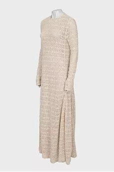 Knitted maxi dress with button