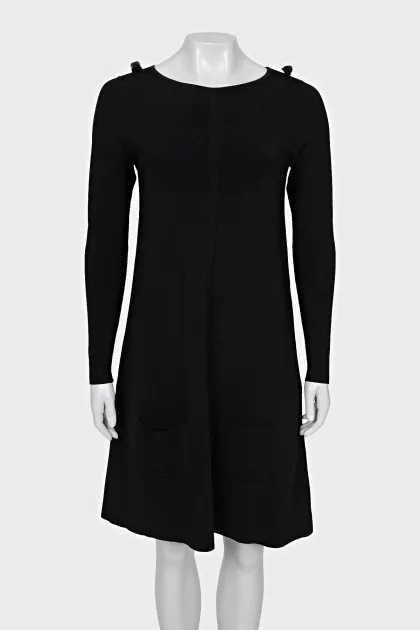 Black dress with patch pockets