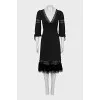 Straight dress with velvet trim and lace