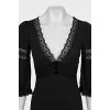 Straight dress with velvet trim and lace
