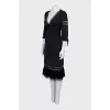 Straight dress with velvet trim and lace