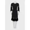 Straight dress with velvet trim and lace
