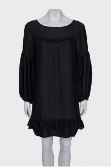 Silk dress with frill