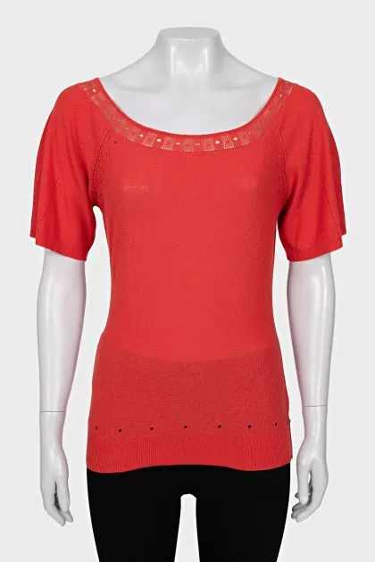 Red T-shirt with perforations