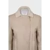 Sheepskin coat with zippers on the sleeves