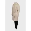 Sheepskin coat with zippers on the sleeves