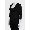 Black blouse with pleats on the collar
