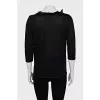 Black blouse with pleats on the collar