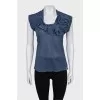 Blue mesh blouse
