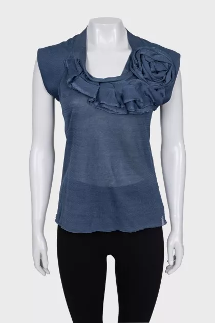 Blue mesh blouse
