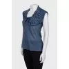 Blue mesh blouse