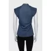 Blue mesh blouse