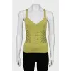 Green top with knitted elements