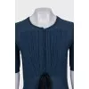 Blue mesh blouse with pleats