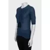 Blue mesh blouse with pleats
