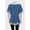 Blue blouse with lace