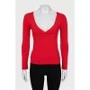 Red Pleated Pullover