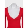 Red Pleated Pullover