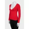 Red Pleated Pullover