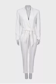 White jumpsuit with belt