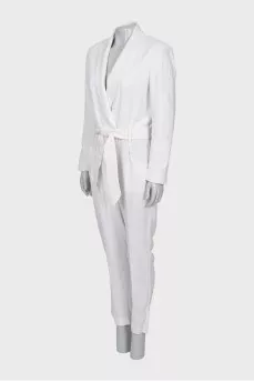 White jumpsuit with belt