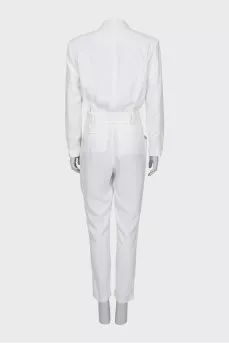 White jumpsuit with belt