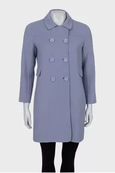Purple Double Breasted Wool Coat
