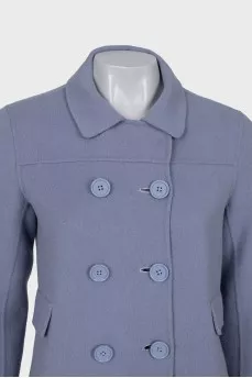 Purple Double Breasted Wool Coat