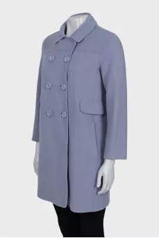 Purple Double Breasted Wool Coat