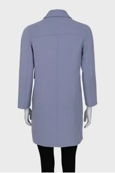 Purple Double Breasted Wool Coat