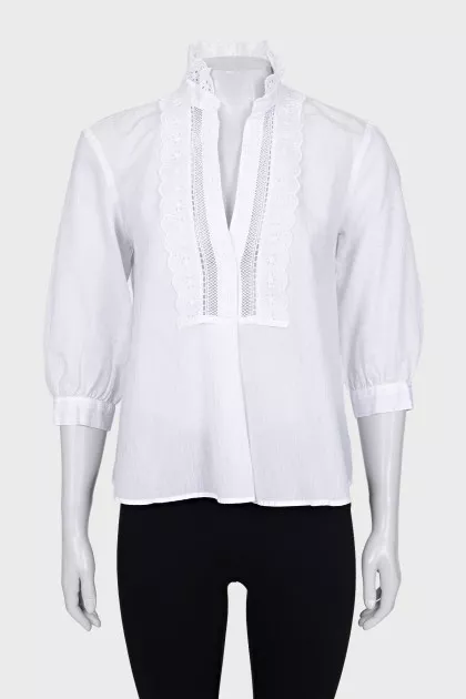 White striped shirt with lace