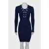 Ribbed dress with ties