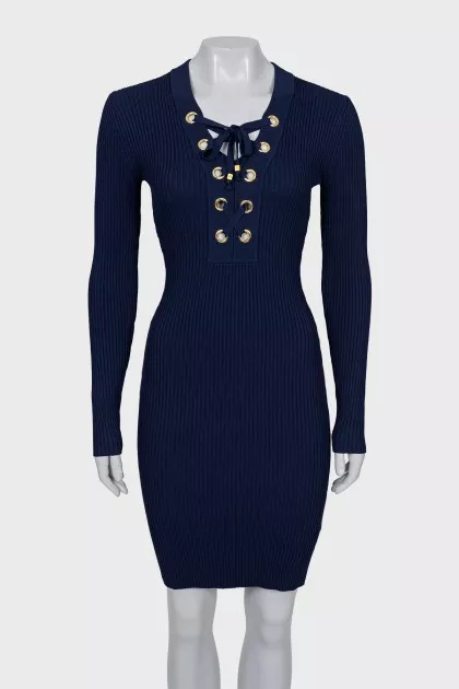 Ribbed dress with ties