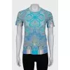 Straight cut T-shirt with blue print