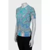 Straight cut T-shirt with blue print