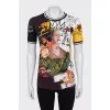 Straight T-shirt with combined print