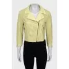 Green perforated leather jacket