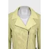 Green perforated leather jacket