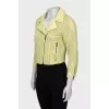 Green perforated leather jacket