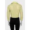 Green perforated leather jacket