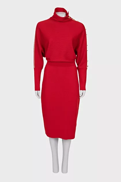 Red Wool Bodycon Dress