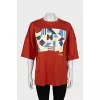 Oversized printed t-shirt with tag