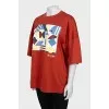 Oversized printed t-shirt with tag