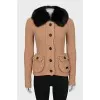 Knitted cardigan with removable fur