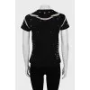 Black straight cut t-shirt with print