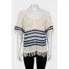 Semi-transparent jumper with fringe
